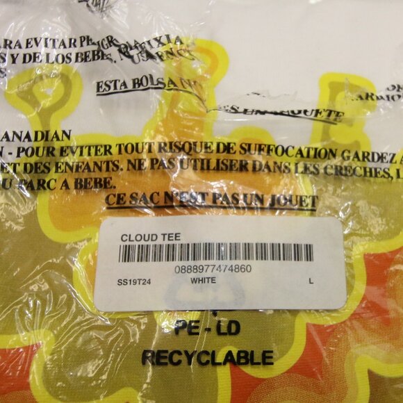 Supreme Cloud Tee T-Shirt Large White SS19 2019 Open Bag for Measurements - Picture 2 of 8